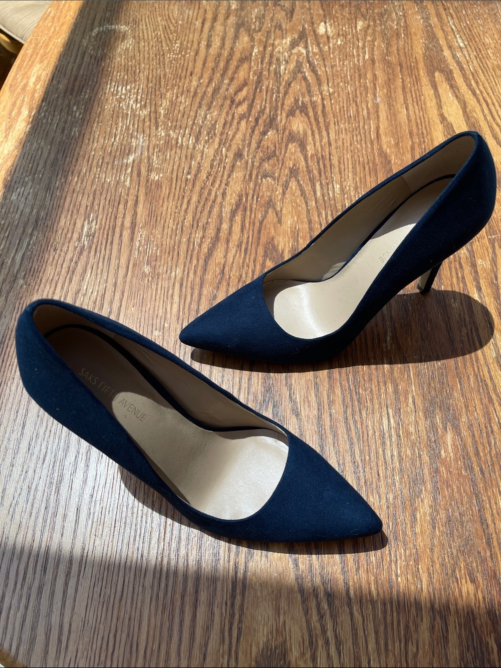 Saks Fifth Avenue Navy Pointed-Toe Suede Pumps